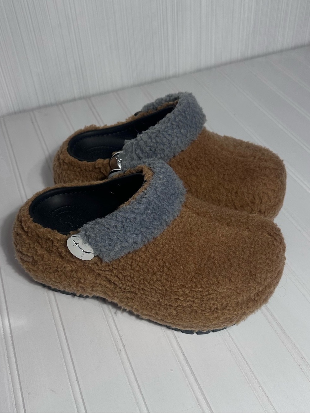 Crocs x Lil Nas X platform Mega Crush clogs brown Sherpa women’s 8 - Picture 4 of 10